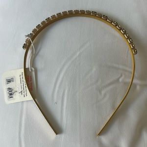 NWT Crewcuts girls headband - gold with black and clear stones.